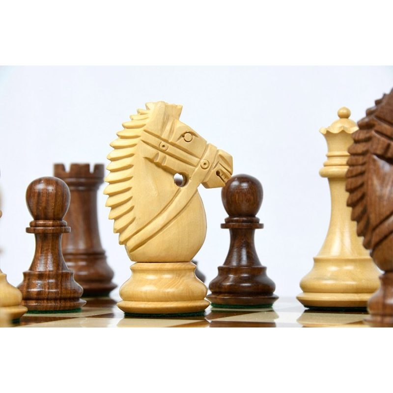 4" Bridle Staunton Luxury Chess Pieces Only set - Golden Rosewood & Boxwood - Image 4