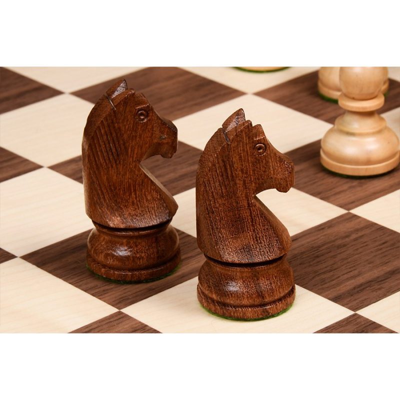 3.75? Classic Tournament Wooden Chess Pieces Only Set ? Golden Rosewood & Boxwood - Image 4