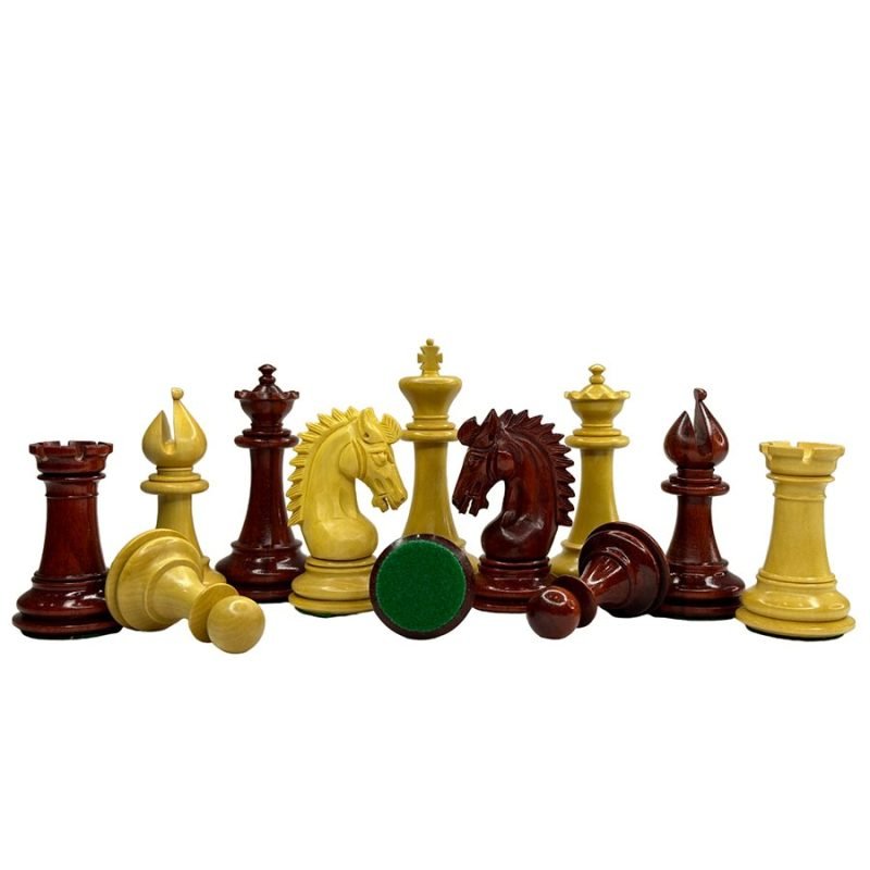 3.75" Sheffield Knight Luxury Chess Pieces Only Set- Double Weighted Budrose Wood