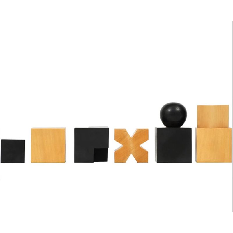 1924 Bauhaus Reproduced Geometrical Abstract Chessmen In Ebonised Boxwood