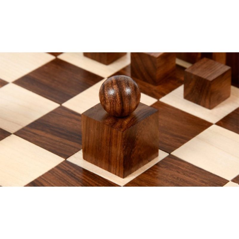 1924 Bauhaus Reproduced Geometrical Abstract Chessmen In Golden Rosewood - Image 2