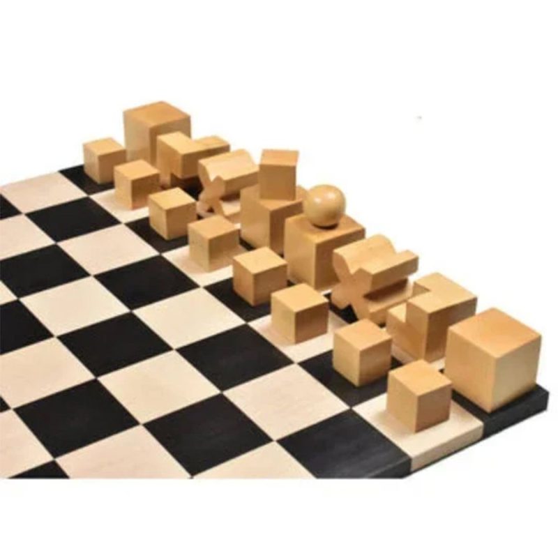 1924 Bauhaus Reproduced Geometrical Abstract Chessmen In Ebonised Boxwood - Image 9