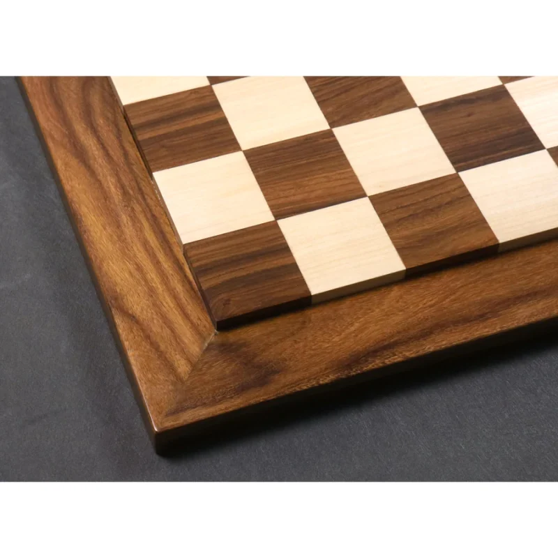 21" Raised Wood Luxury Chess Board In Golden Rosewood And Maple - 55 mm Square - Image 3