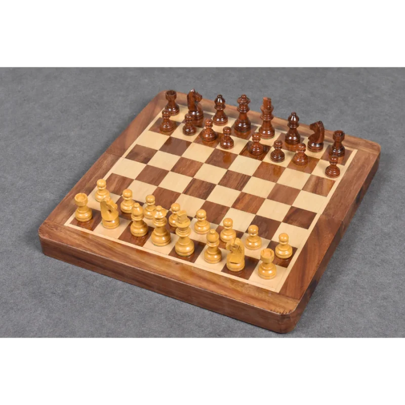 10" Travel Chess Set- Golden Rosewood And Boxwood - Image 3