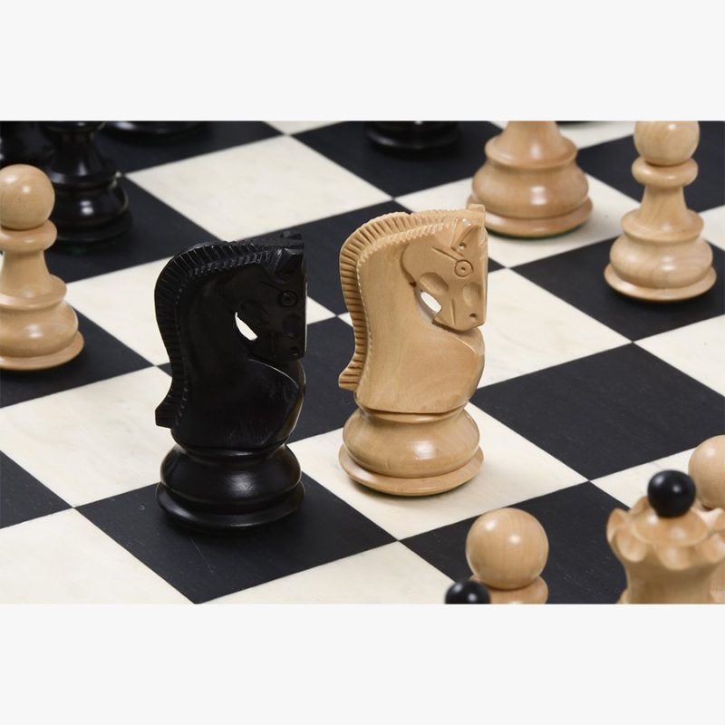 3.9" Russian Zagreb Chess Pieces Only set ? Weighted Ebonised Boxwood & Boxwood - Image 2