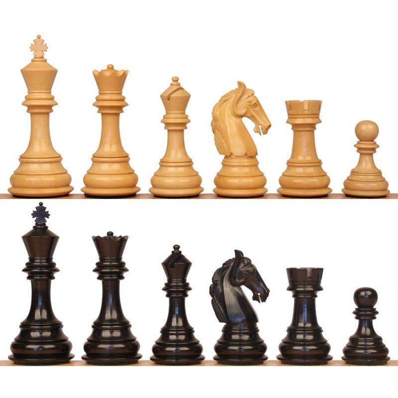 3.8" Columbian Knight Luxury Staunton Chess Pieces Only- Weighted Ebonised Boxwood - Image 2