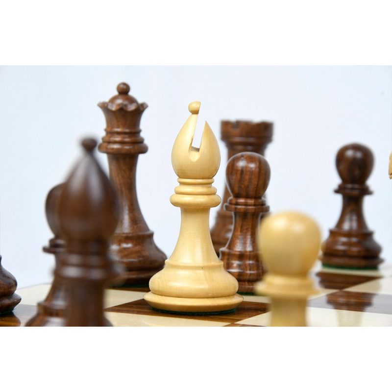 4" Bridle Staunton Luxury Chess Pieces Only set - Golden Rosewood & Boxwood - Image 5