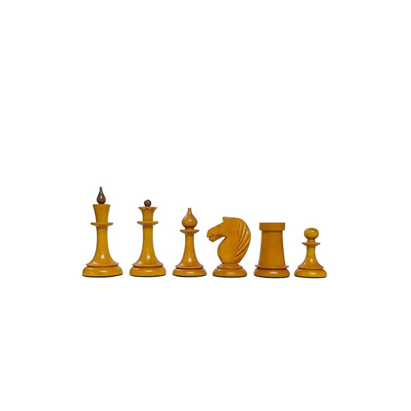 1950s Soviet Latvian Reproduced Chess Pieces Only Set- Weighted Golden Rosewood & Antique Boxwood - Image 6