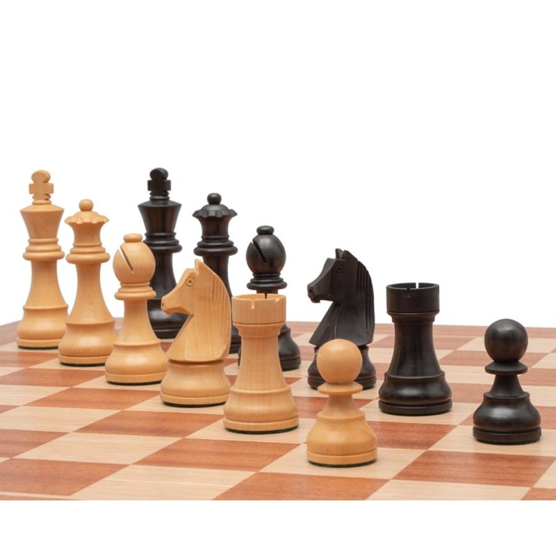 3.75? Classic Tournament Wooden Chess Pieces Only Set ? Ebonised Boxwood & Boxwood - Image 2