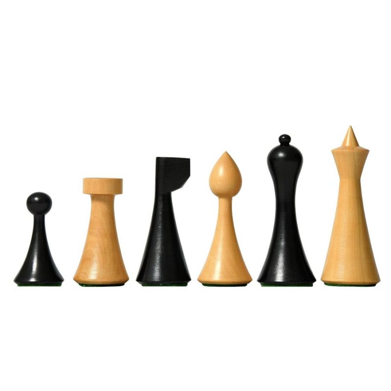 Hermann Ohme Minimalist Series Chess Pieces Only Set- Weighted Ebonised Boxwood