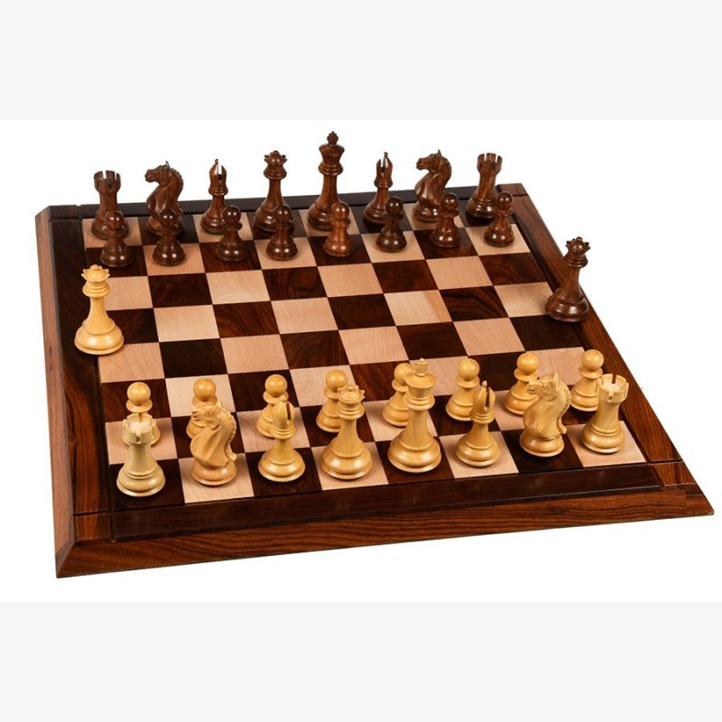 4? Fierce Knight Staunton Chess Pieces Only Set ? Weighted Golden Rosewood & Boxwood - Image 9