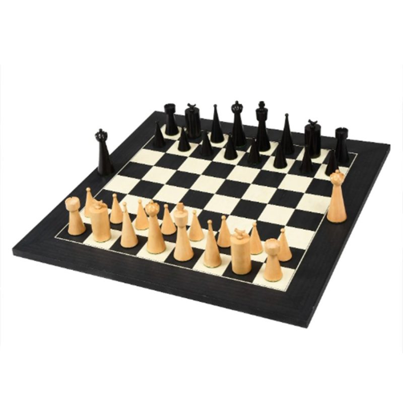 1940s Art Deco Series Weighted Chess Pieces In Ebonised Boxwood And Boxwood -3.8? King - Image 8