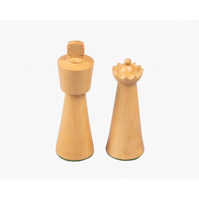 1940s Art Deco Series Weighted Chess Pieces In Ebonised Boxwood And Boxwood -3.8? King - Image 6