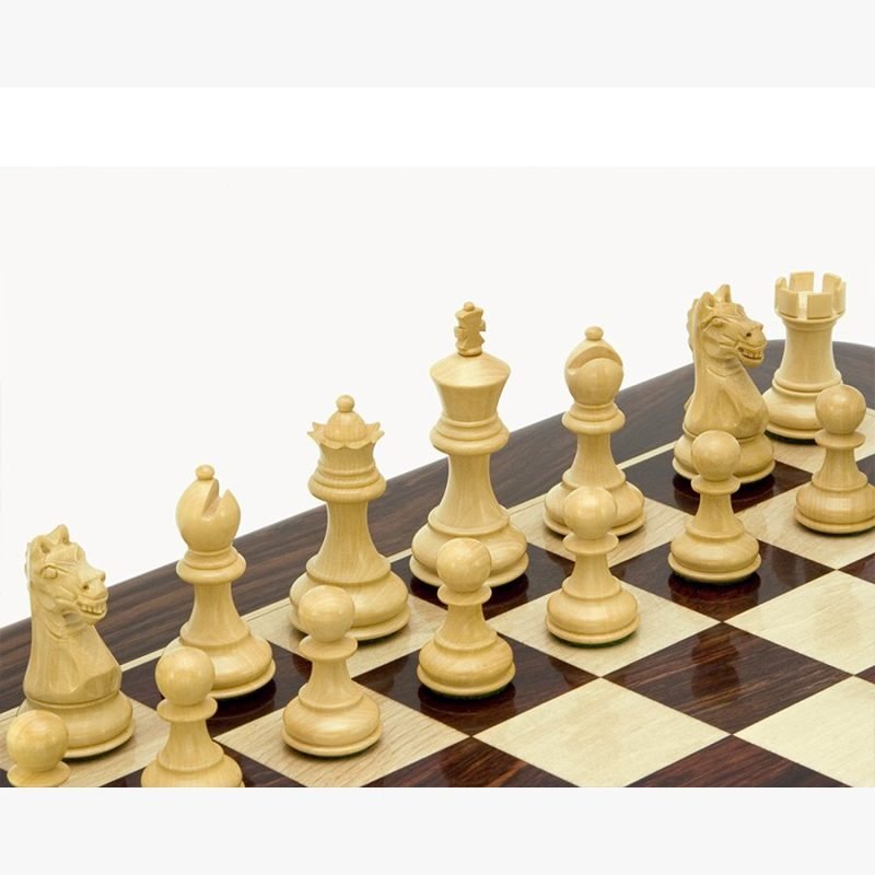 3.25? Fierce Knight Staunton Chess Pieces Only Set ? Weighted Ebonised Boxwood & Boxwood - Image 5