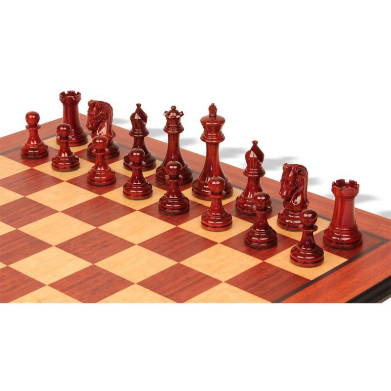 4.4" Imperial Series Reproduced Staunton Chess Pieces Set Only- Weighted Budrose Wood & Boxwood Pieces - Image 4