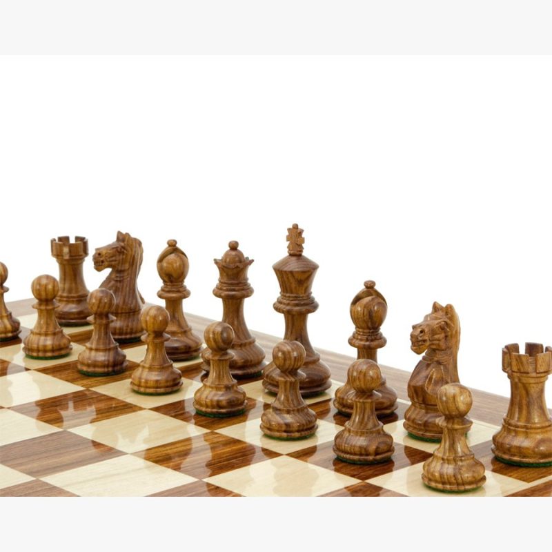 3.25? Fierce Knight Staunton Chess Pieces Only Set ? Weighted Golden Rosewood & Boxwood - Image 4