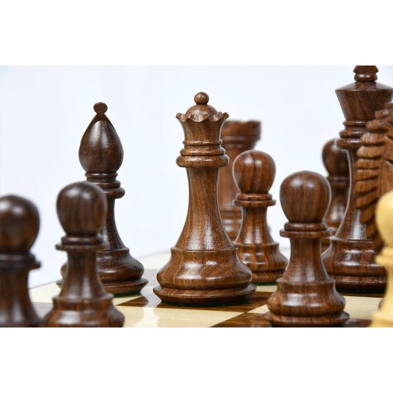 4" Bridle Staunton Luxury Chess Pieces Only set - Golden Rosewood & Boxwood - Image 6