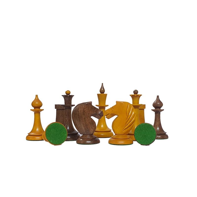 1950s Soviet Latvian Reproduced Chess Pieces Only Set- Weighted Golden Rosewood & Antique Boxwood - Image 2