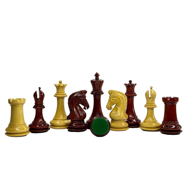 3.9" Imperial Series Reproduced Staunton Chess Pieces Set Only- Weighted Budrose Wood & Boxwood Pieces - Image 2