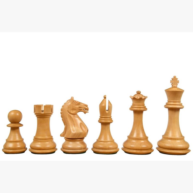 4? Fierce Knight Staunton Chess Pieces Only Set ? Weighted Golden Rosewood & Boxwood - Image 4