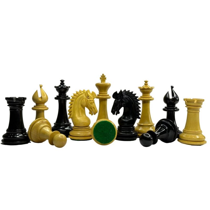 3.75" Sheffield Knight Luxury Chess Pieces Only Set- Double Weighted Ebony Wood