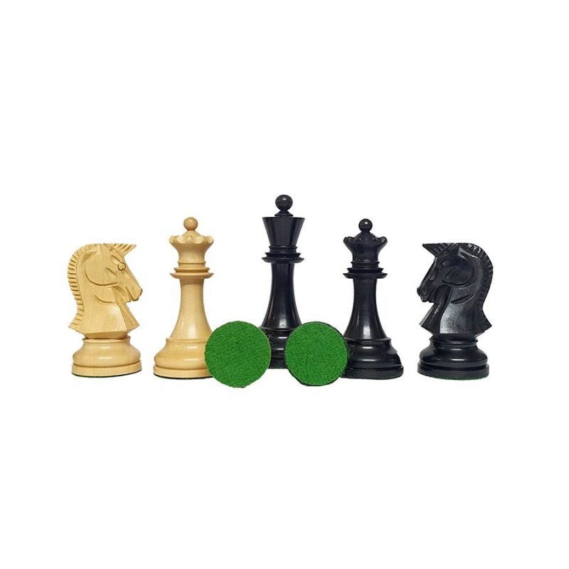 1950s Dubrovnik Bobby Fischer Reproduced Chess Pieces Only Set- Weighted Ebonised Boxwood & Boxwood- 3.7" King - Image 7