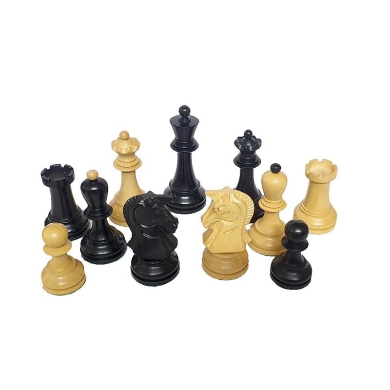 1950s Dubrovnik Bobby Fischer Reproduced Chess Pieces Only Set- Weighted Ebonised Boxwood & Boxwood- 3.7" King - Image 8