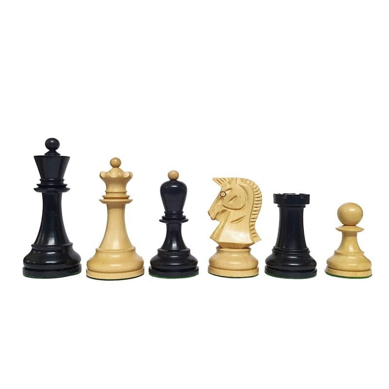 1950s Dubrovnik Bobby Fischer Reproduced Chess Pieces Only Set- Weighted Ebonised Boxwood & Boxwood- 3.7" King - Image 2