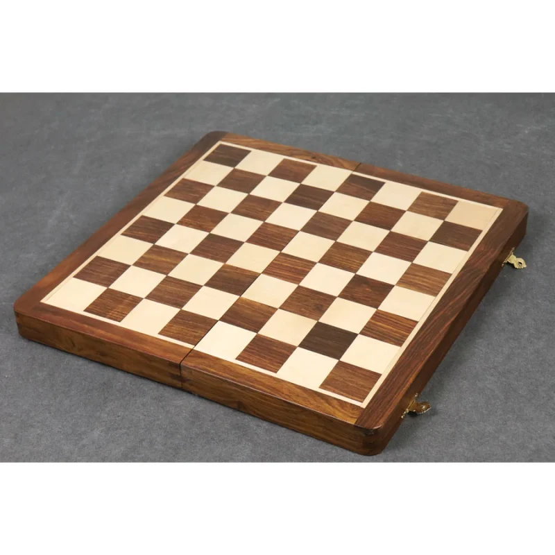 14" Large Rosewood & Maple Wooden Inlaid Magnetic Chess Set Board For Travel - Image 3