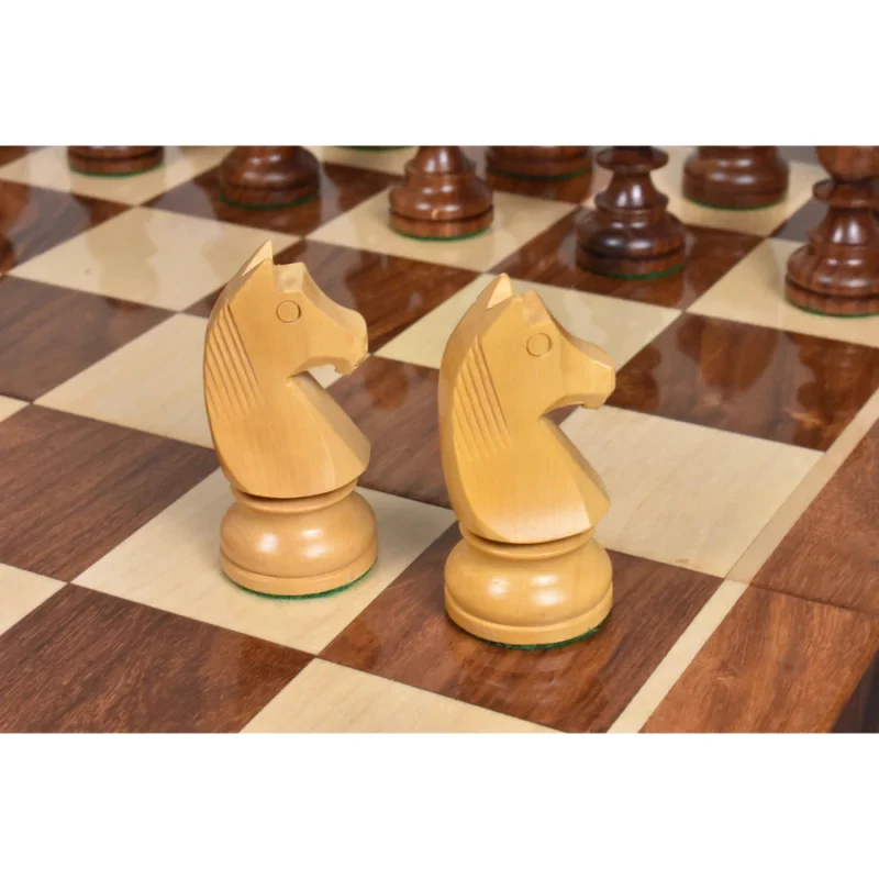 20" Golden Rosewood & Maple Wooden Inlaid Chess Set Board For Travel - Image 4