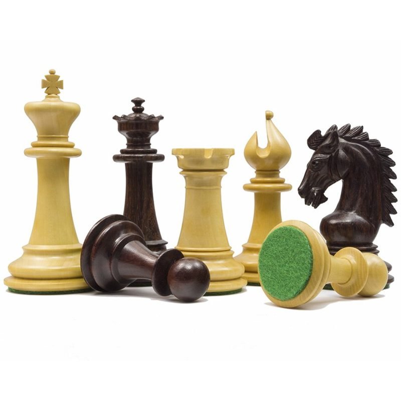 3.75" Sheffield Knight Luxury Chess Pieces Only Set- Double Weighted Rose Wood