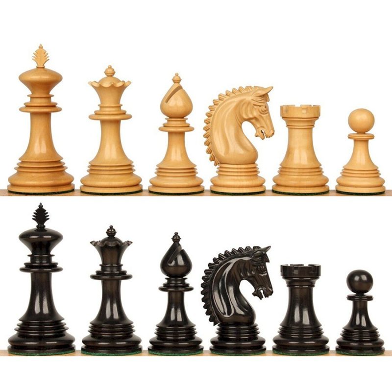 4.2" Luxury Patton Staunton Chess Pieces Only Set- Weighted Ebony wood and Boxwood