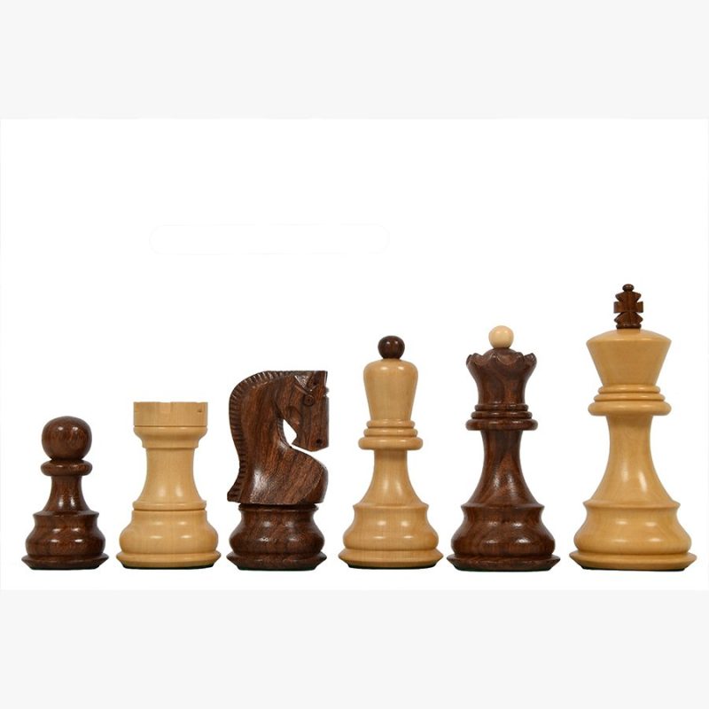 3.9" Russian Zagreb Chess Pieces Only set ? Weighted Golden Rosewood & Boxwood