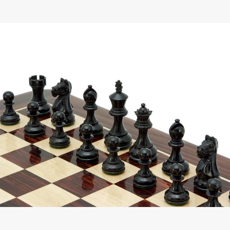 3.25? Fierce Knight Staunton Chess Pieces Only Set ? Weighted Ebonised Boxwood & Boxwood - Image 4