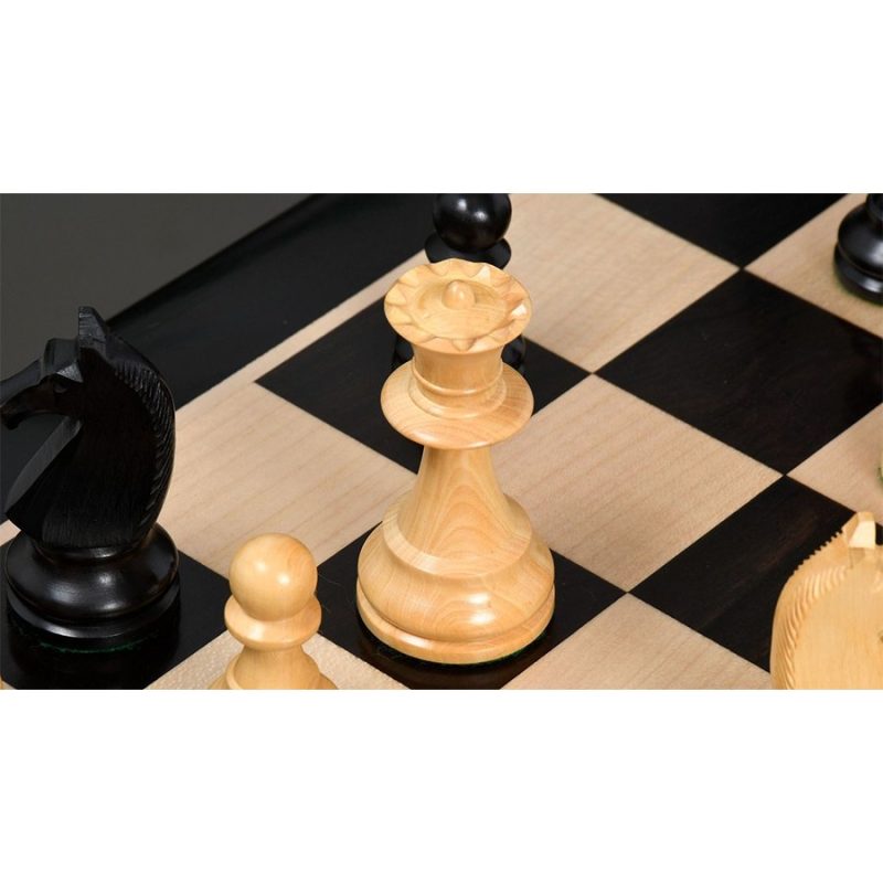 90s Reproduced 3.6" French Chavet Championship Tournament Chess Pieces Only Set- Weighted Ebonised Boxwood - Image 6