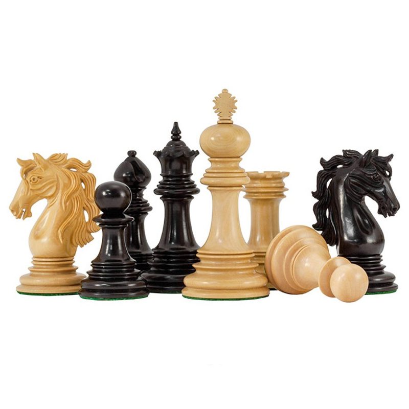 4.5" Andalusian Luxury Series Chess Pieces Only Set- Triple Weighted Ebony Wood