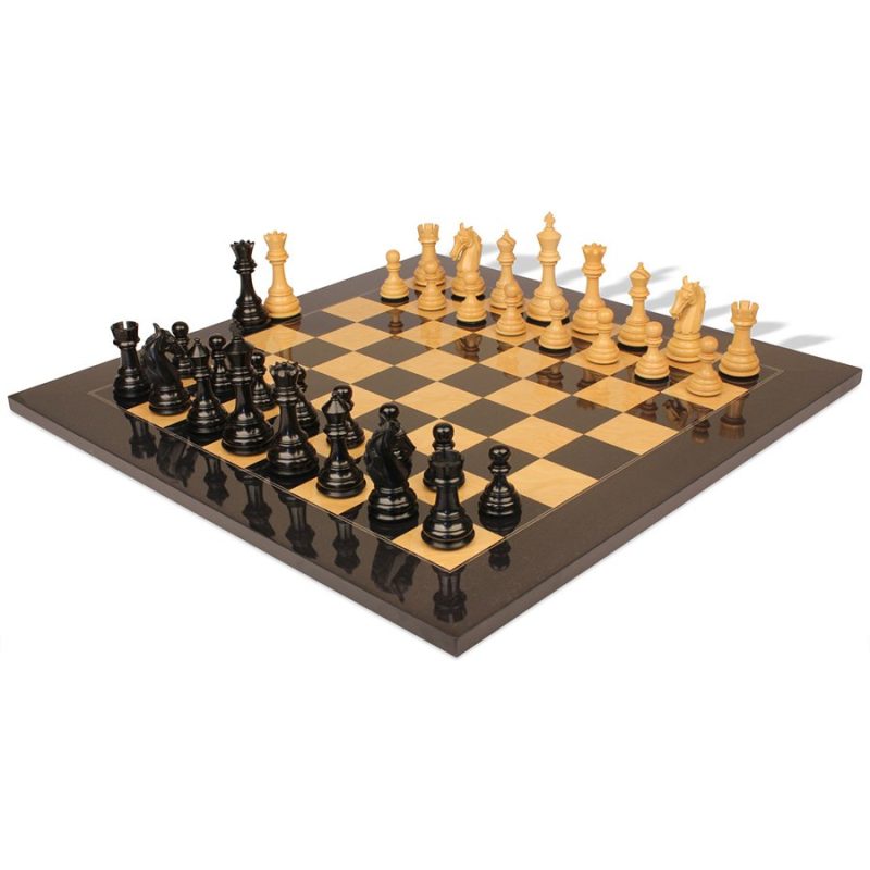 3.8" Columbian Knight Luxury Staunton Chess Pieces Only- Weighted Ebonised Boxwood - Image 7