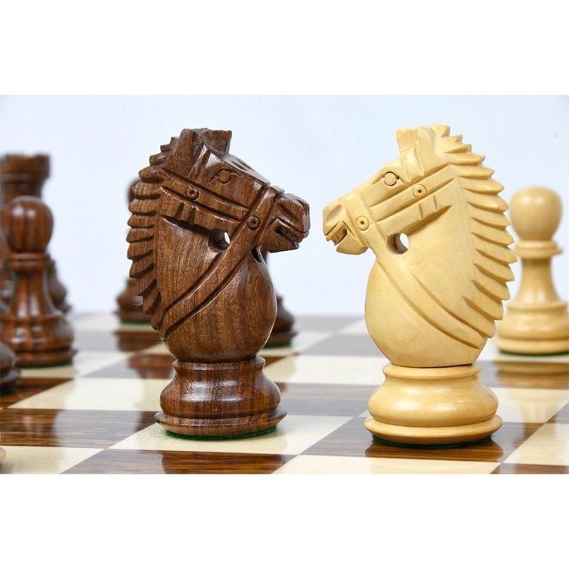 4" Bridle Staunton Luxury Chess Pieces Only set - Golden Rosewood & Boxwood - Image 2