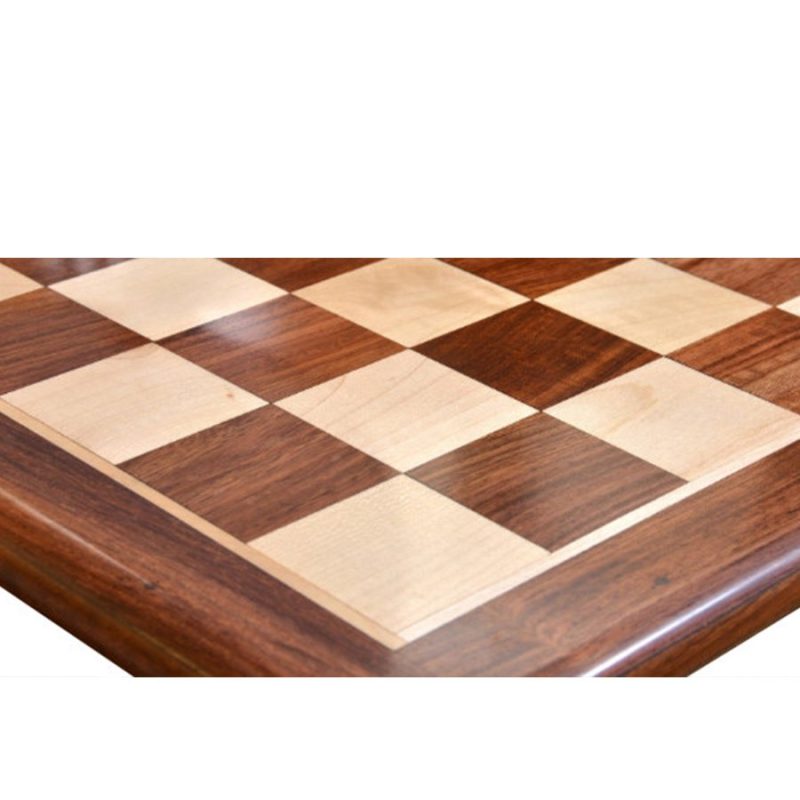 17" Round Edge Series Hand Carved Chess Board In Maple & Golden Rosewood- 45 mm Square - Image 5