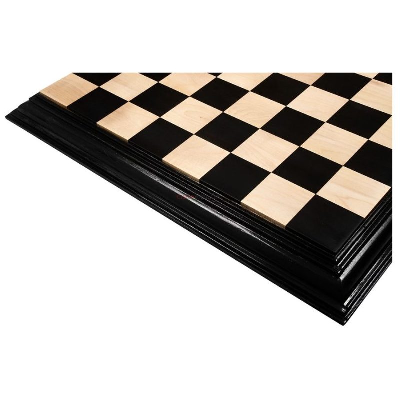 21 Ebony & Maple Wood Solid Luxury Handmade Chessboard with Carved Border- 57 mm Square - Image 5