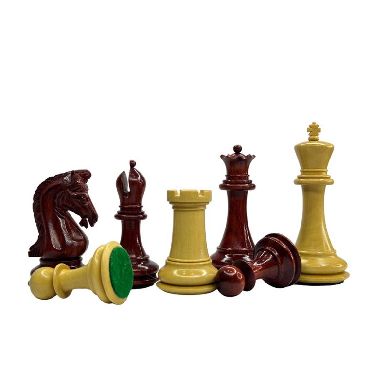 3.9" Imperial Series Reproduced Staunton Chess Pieces Set Only- Weighted Budrose Wood & Boxwood Pieces