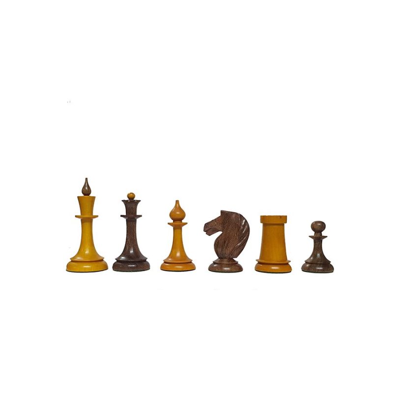 1950s Soviet Latvian Reproduced Chess Pieces Only Set- Weighted Golden Rosewood & Antique Boxwood - Image 3