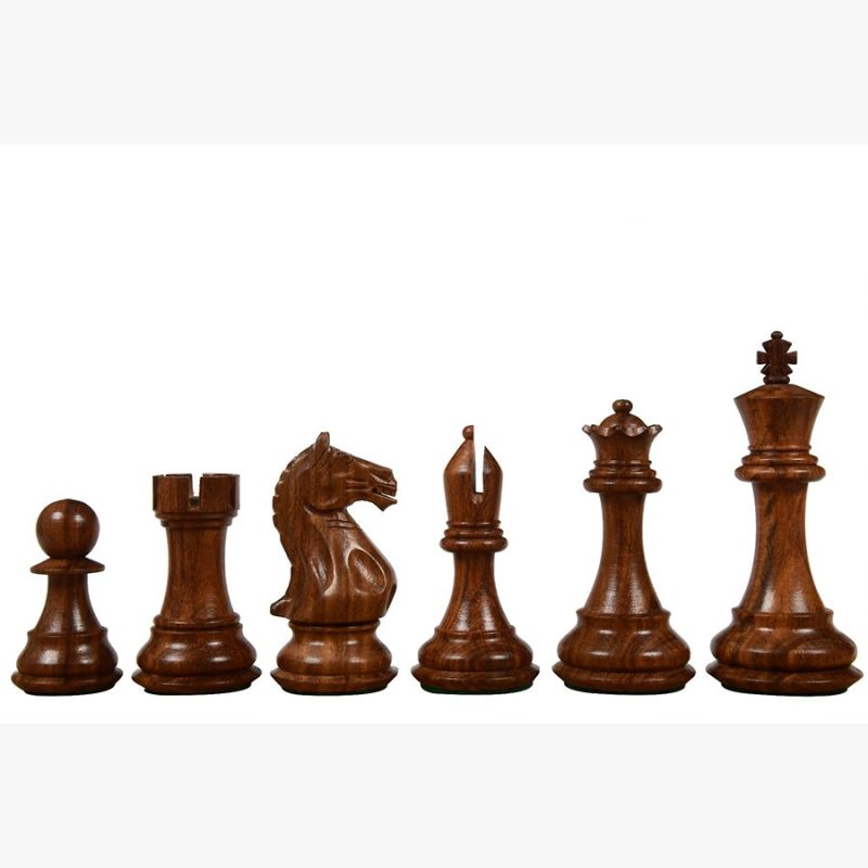 4? Fierce Knight Staunton Chess Pieces Only Set ? Weighted Golden Rosewood & Boxwood - Image 3