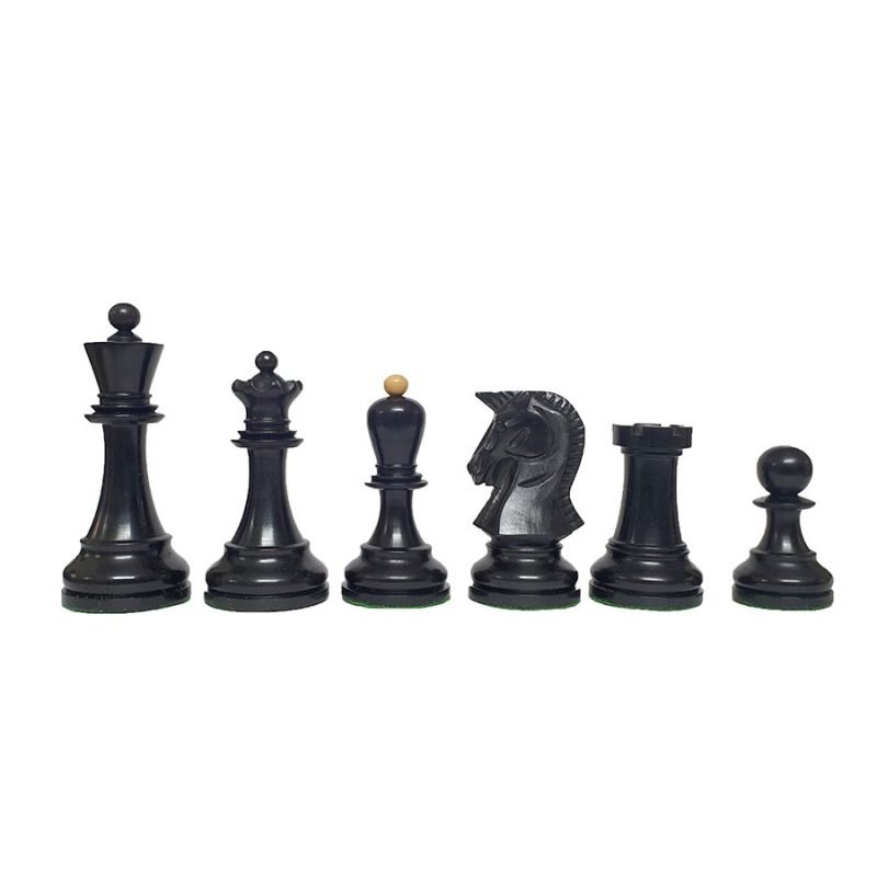 1950s Dubrovnik Bobby Fischer Reproduced Chess Pieces Only Set- Weighted Ebonised Boxwood & Boxwood- 3.7" King - Image 3