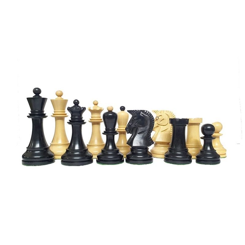 1950s Dubrovnik Bobby Fischer Reproduced Chess Pieces Only Set- Weighted Ebonised Boxwood & Boxwood- 3.7" King