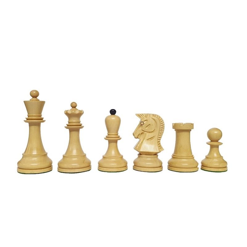 1950s Dubrovnik Bobby Fischer Reproduced Chess Pieces Only Set- Weighted Ebonised Boxwood & Boxwood- 3.7" King - Image 4