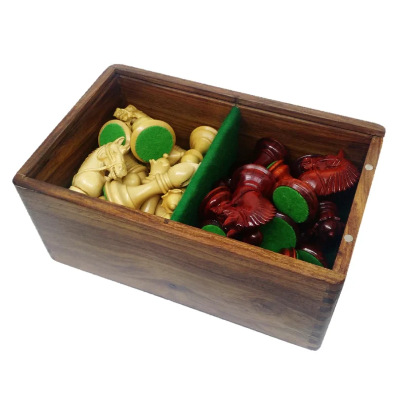 Golden Rosewood Chess Pieces Storage Box For 3 to 4" Chessmen Set