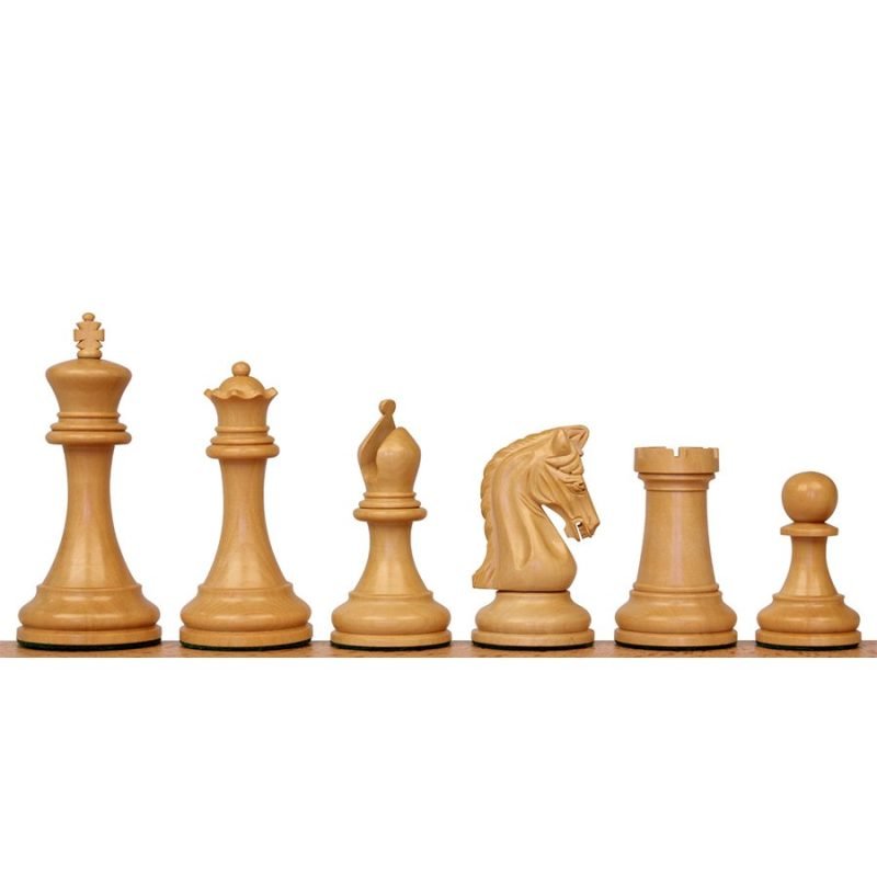 4.4" Imperial Series Reproduced Staunton Chess Pieces Set Only- Weighted Ebony & Boxwood Pieces - Image 6