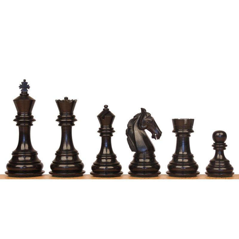 3.8" Columbian Knight Luxury Staunton Chess Pieces Only- Weighted Ebonised Boxwood - Image 3