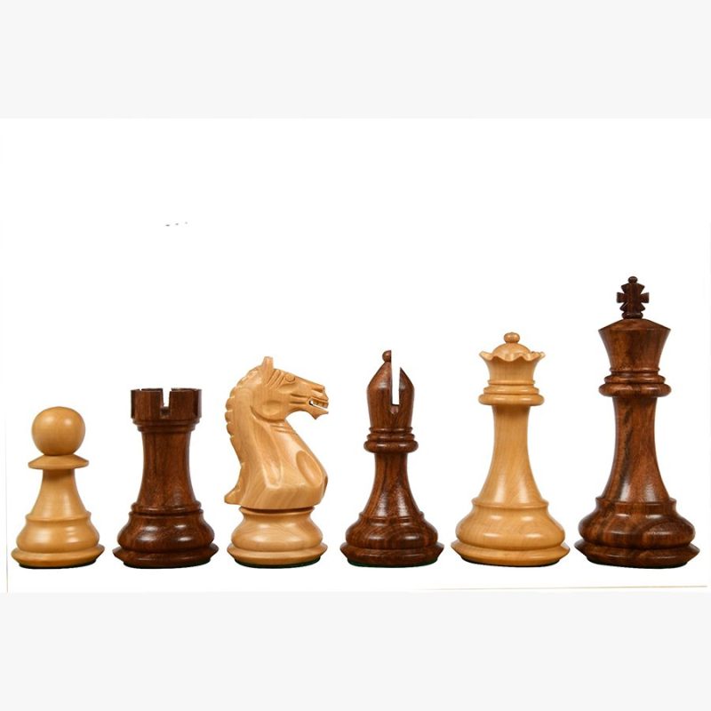 4? Fierce Knight Staunton Chess Pieces Only Set ? Weighted Golden Rosewood & Boxwood